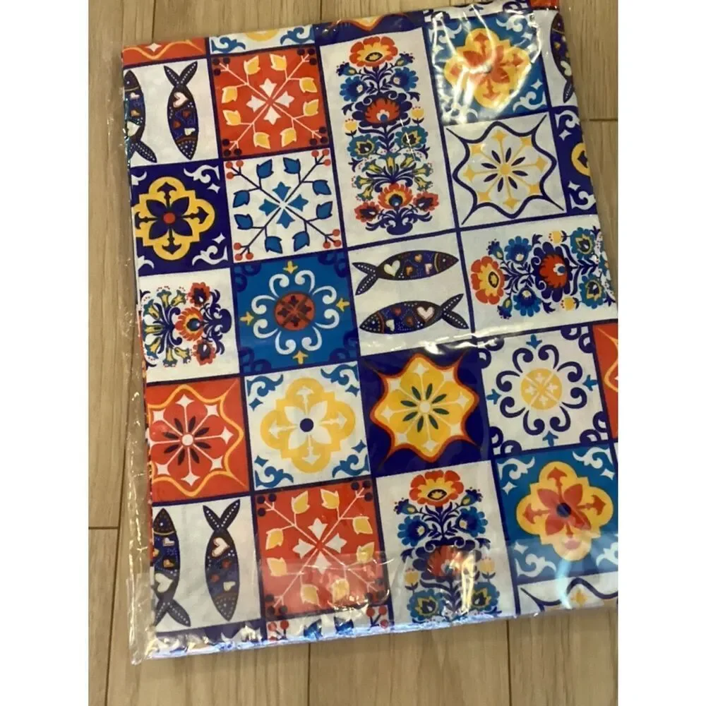 Floral Printed Table Runner – Blue, Orange & Yellow